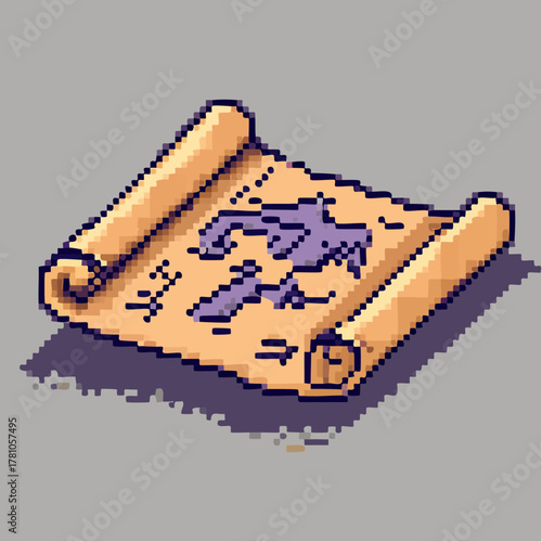 Pixel Treasure Map Scroll