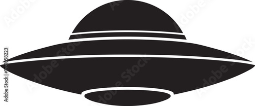 Black flying saucer with white stripes alien spacecraft science fiction