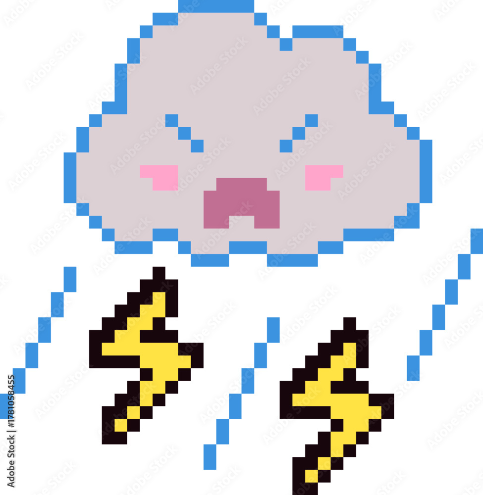 Obraz premium pixel illustration of thunder cloud