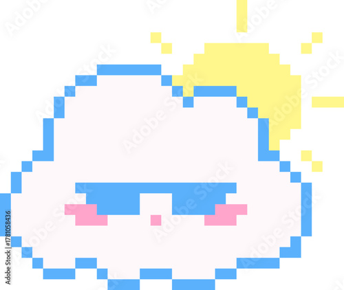 pixel illustration of sunny cloud
