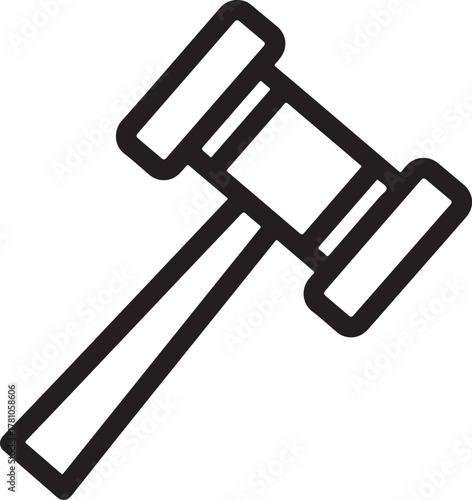 Black gavel outline on white background hammer judge