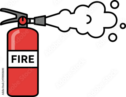 A simple vector illustration of a fire extinguisher being discharged, symbolizing emergency preparedness and fire safety protocol