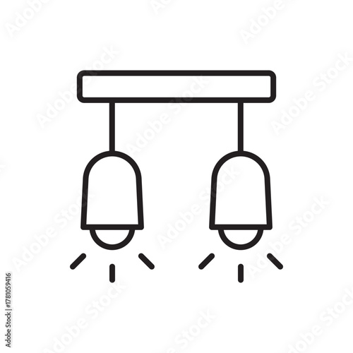 Two light fixtures hang from a horizontal bar emitting light