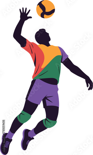 Volleyball player spiking ball action sport game