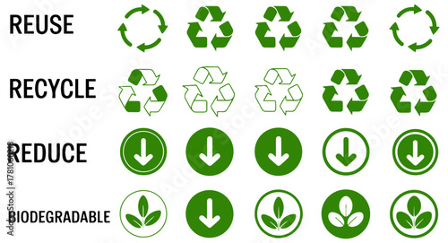 Tableau sur toile reduce reuse recycle eco icons