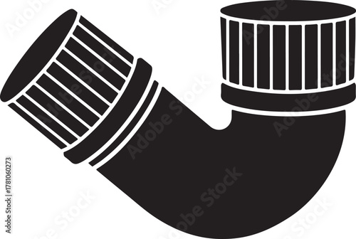 Black pipe elbow with ribbed caps plumbing industrial