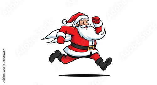 Fotografi Santa Claus dashing with cape for Christmas delivery, cartoon style for festive
