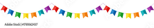 Colorful decorative bunting flags on white background  