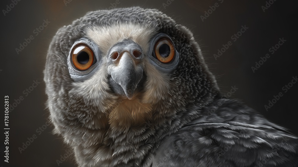 Obraz premium Striking close-up of an owl with intense eyes and fluffy feathers captured in natural light