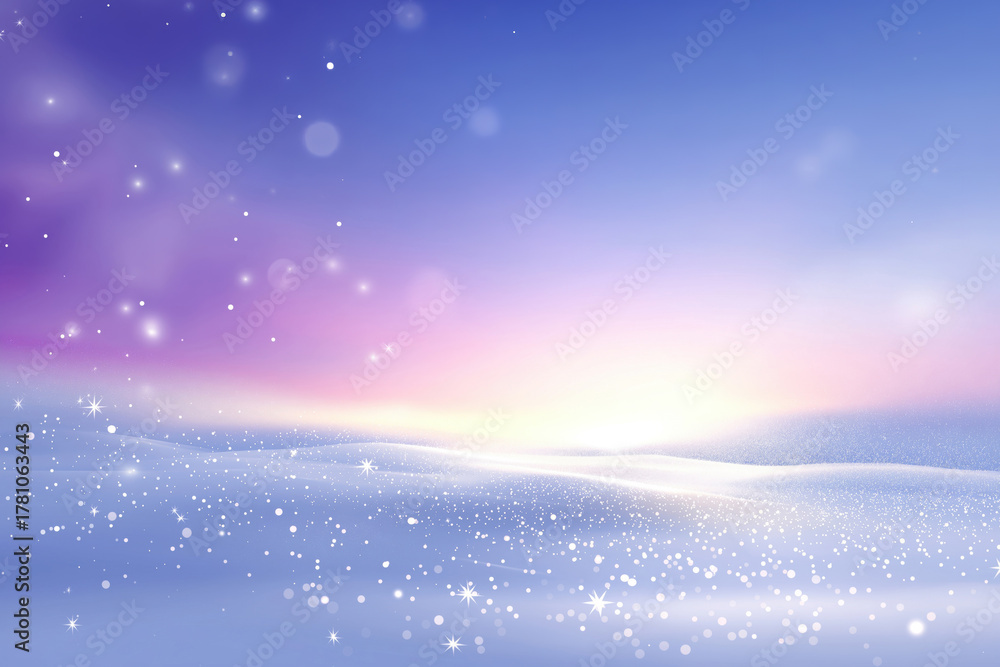 Naklejka premium Winter wonderland glowing sunset with sparkling snow