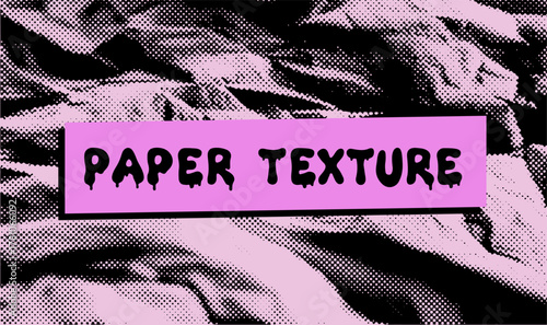 Pop art style vector background with bold black halftone dots and soft pink colors. The wavy, abstract shapes create a dynamic paper texture theme.