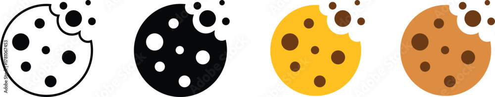 Fototapeta premium Cookie Icon linear graphics set vector Illustration on transparent background.