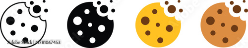Cookie Icon linear graphics set vector Illustration on transparent background.