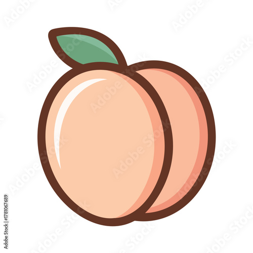 Peach Fruit Vector Illustration Icon Isolated on White Background