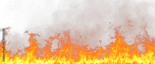 Fiery Inferno Blaze with Glowing Orange Flames on Transparent Fire Background