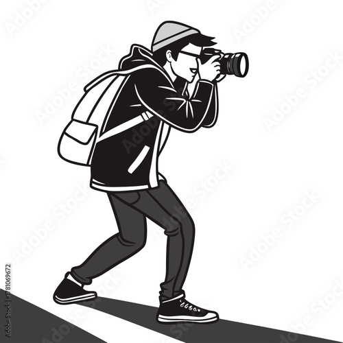 Photographer with camera taking a picture