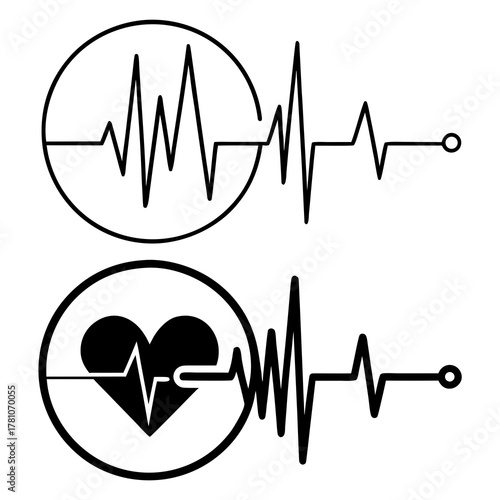 Electrocardiogram waveforms showing heart activity