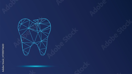 Geometric Tooth Illustration: Modern Dental Care Concept with Abstract Wireframe Design for Healthcare Technology and Innovative Dentistry (151 Characters)