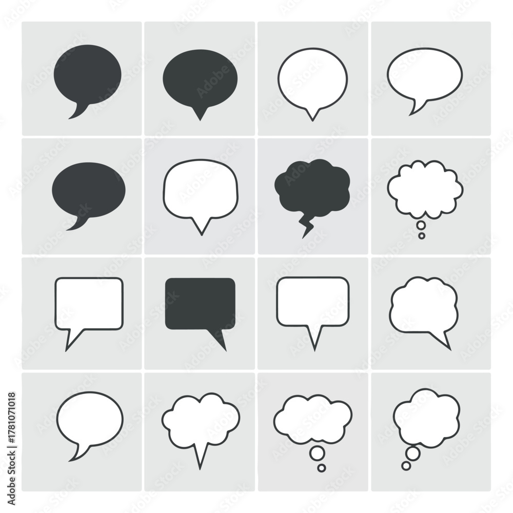 Naklejka premium Assortment of speech and thought bubble icons