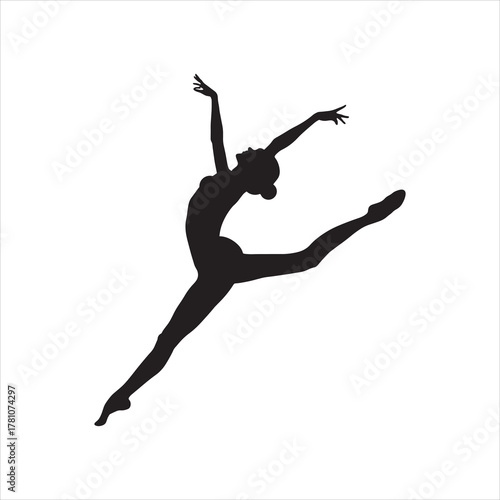 Discover the elegance of a gymnast dancer silhouette featuring a ballerina in a stunning, flexible pose. Perfect for dance enthusiasts and artistic inspiration