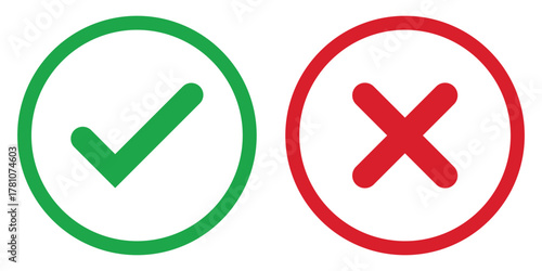 Tick and cross icon set, yes and no icon set 