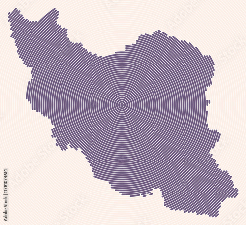 Iran shape rings. Country map formed by stacked circles. Iran boundary shape design. Creative vector illustration.