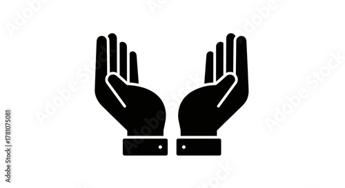 Two hands cupped upwards in black