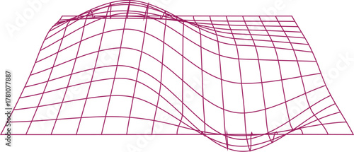 Abstract 3d grid surface with undulating waves and peaks in a wireframe perspective