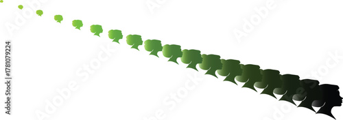 Green to dark female profiles in a progressive line, symbolizing growth and evolution vector