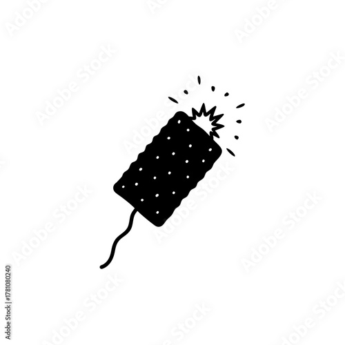 Lit firecracker icon with sparks for celebration and warning
