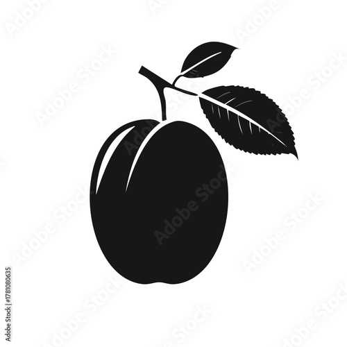 plum silhouette on white background.