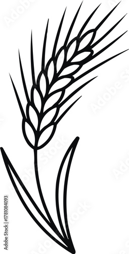 Elegant Wheat Icon Minimalist Line Drawing of Stalks