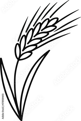 Elegant Wheat Icon Minimalist Line Drawing of Stalks