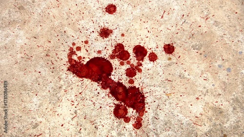 Crimson Splatter: Capturing a dramatic scene of crimson splatters on a textured surface, evoking a sense of intensity and mystery, this image is perfect for adding a touch of suspense.