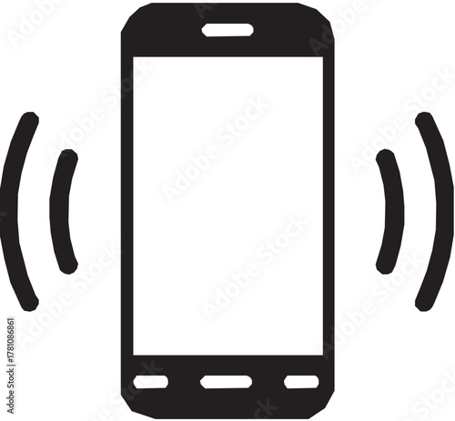 Ringing phone icon smartphone calling line vibration digital mobile lint art technology cellular receiver silhouette.
by pixel.99