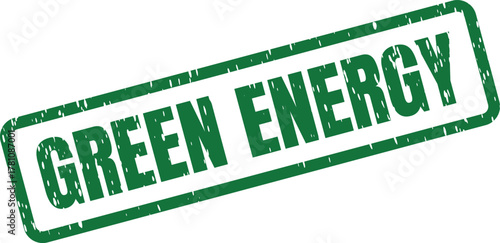 Green Energy Textured Rubber Stamp Mark Representing Sustainable Power and Renewable Resources