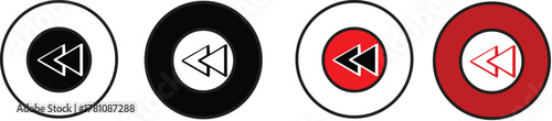 Rewind icon symbol collection on white background..