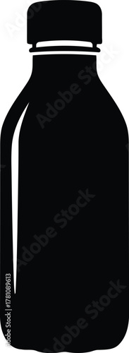 Minimalist Black Bottle Silhouette Perfect for Nutrition Drink or Medicine With Clean Lines and Versatile Design Ideal for Health Product Packaging and Modern Graphics
