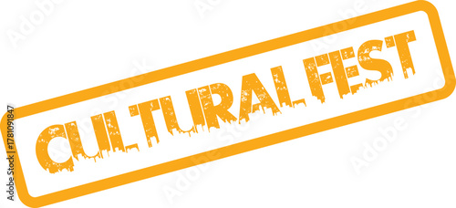 Rustic orange Cultural Fest rubber stamp mark for promoting diverse traditions and community events