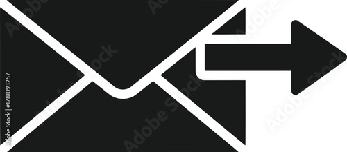 Sending Message Icon Delivering Information by Electronic Mail for Communication, Sharing Data, and Connecting People in Business, Personal, or Social Contexts with Arrow Direction