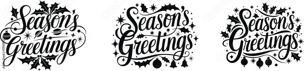 Obraz premium Season’s Greetings Holiday Calligraphy, Christmas Typography Ornament vector Design