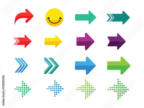 Colorful arrows and indicators for web design and user interface