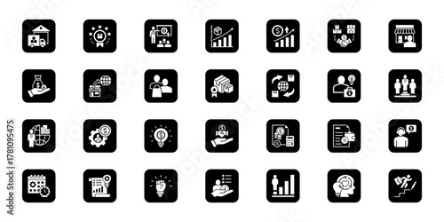 Human resources   Cohesive set of minimalist vector icons representing key ideas with visual clarity