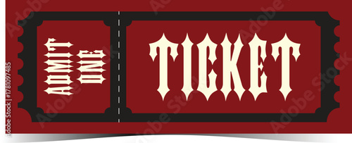 Vintage Admit One Ticket – Red Event Pass Illustration