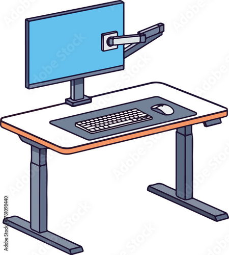 Modern Home Office Workspace with Laptop and Curved Monitor Setup for Productivity.eps