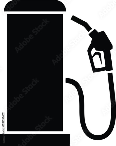 Gas Station Pump in Black and White Representing Fuel Supply and Transportation Energy Industry Filling Station Simple Design Isolated on White Background for Automotive Concepts