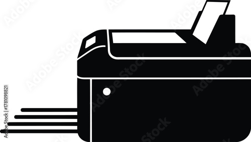 Printer in Black and White an Office Equipment for Printing Documents and Papers Modern Technology Simple Design Isolated on White Background for Business and Office Automation
