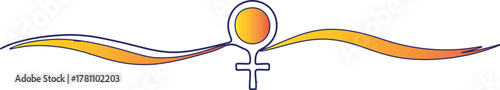Feminist symbol with flowing lines, representing gender equality and womens rights