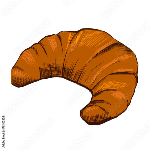 Croissant with golden brown texture on a simple background