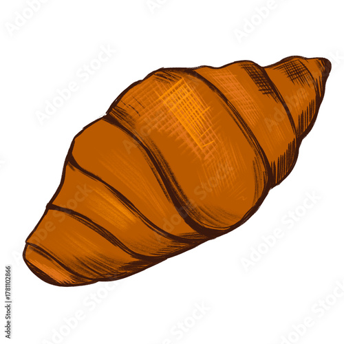 Freshly baked croissant with golden crust and flaky layers